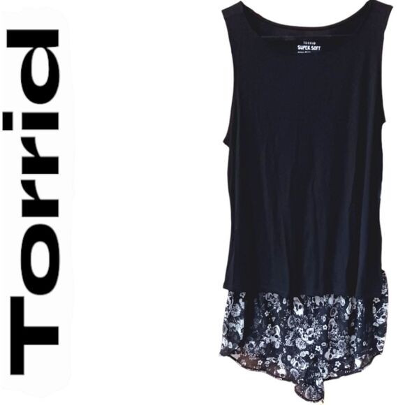 TORRIDS NEW Black Tank With Lacy SKULL Black & White Sexy Sleep Set Shorts. - Picture 1 of 16